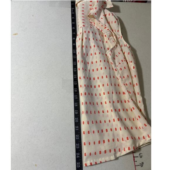 Talbots Nantucket Women's Cream & Orange Dotted Sleeveless Button-Down Blouse SM - Picture 8 of 13